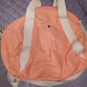 Pink polka dot duffle bag